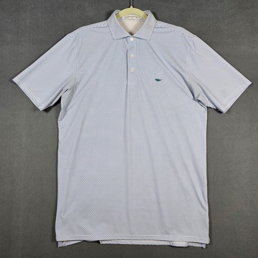 Holderness & Bourne Polo Shirt Mens Medium White Duncan Geo Print Golf Stretch